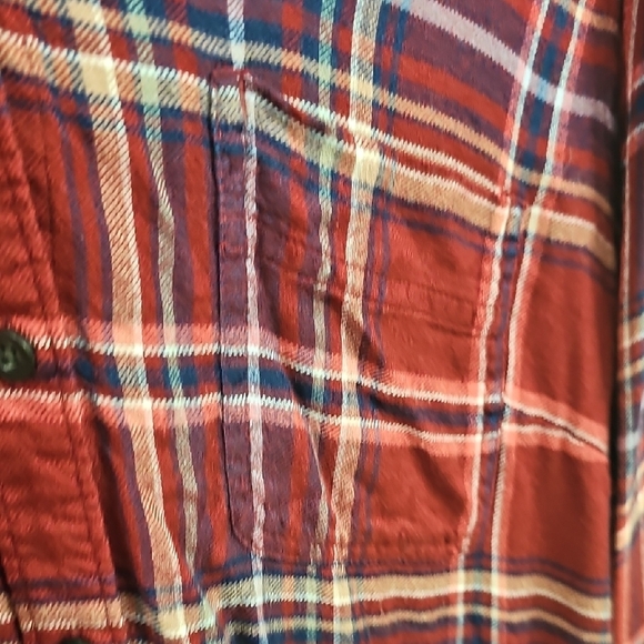 Lucky Brand Red and Blue Notched Collar Button Down Shirt - Picture 3 of 3